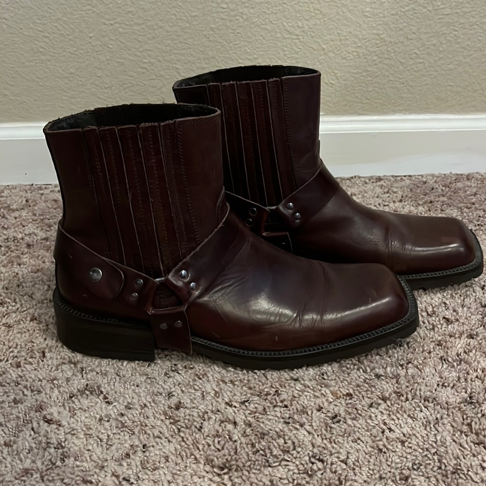 Kenneth Cole Reaction March On Brown Moto Biker Boot Mens, Size 13